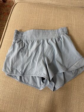 Lululemon Light Blue Women's Athletic Shorts with High-Waist Band
